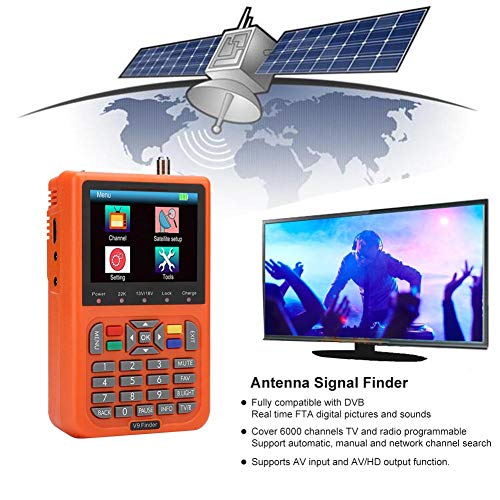ASHATA Buscador de satélite, Pantalla LCD en Color Mejorada de 3,5 Pulgadas Buscador de señal de satélite Digital Detector de medidor de Potencia de Antena, batería incorporada de 3000 mAh(UE)