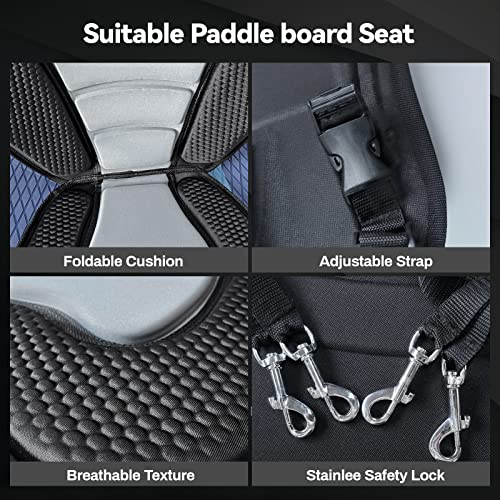 Asiento para tabla de surf de remo, kayak para SUP, asiento grueso SUP con varias correas estables y ganchos inoxidables, diseño adecuado para todos los tamaños de cuerpo