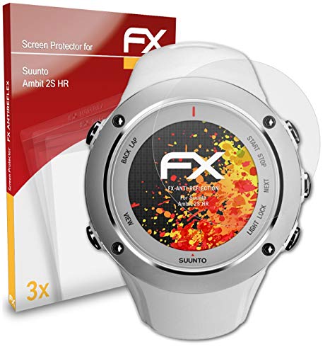 atFoliX Película Protectora Compatible con Suunto Ambit 2S HR Lámina Protectora de Pantalla, antirreflejos y amortiguadores FX Protector Película (3X)