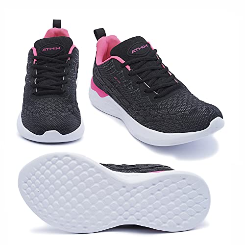 ATHIX Progressive Flexy - Zapatillas de Correr para Mujer, Negro (Negro/Rosado), 38 EU - Zapatillas Deportivas, cómodas y Transpirables