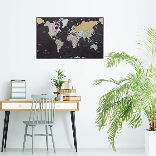ATLAS & GREEN Mapa Mundi Pared | Poster Mapa Mundi | Mapa del Mundo para Pared | Mapamundi con Detalles Geografía Física - Pays, Ciudades, Ríos