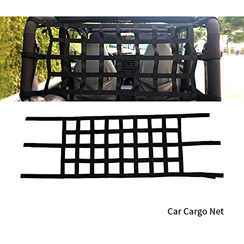 AUTUUCKEE Red de carga de malla superior para el techo, accesorios para hamaca exterior de almacenamiento compatible con Je-ep Wrang-ler (negro)