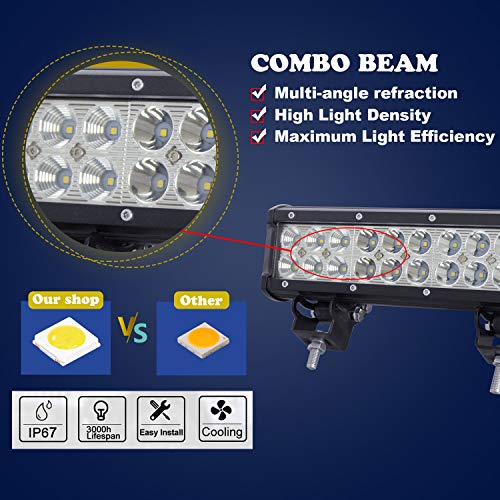 AUXTINGS 15 pulgadas 90W barra de luces LED punto de inundación de punto Combo Beam luces LED de trabajo a prueba de agua para Off Road ATV AWD SUV 4WD 4x4 Pickup
