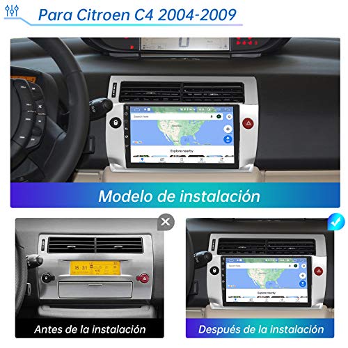 AWESAFE Android 10.0 [2GB+32GB] Radio Pantalla Citroen C4 2004-2009 para Coche 9 Pulgadas con Pantalla Táctil, con Bluetooth/WiFi/GPS/DSP/RDS/USB/FM Am/RCA, Apoyo Mandos del Volante, Aparcamiento