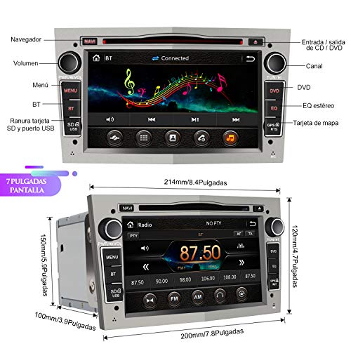 AWESAFE Radio Coche 7 Pulgadas con Pantalla Táctil 2 DIN para Opel, Autoradio con Bluetooth/GPS/FM/RDS/CD DVD/USB/SD, Apoyo Mandos Volante, Mirrorlink y Aparcamiento (Gris)