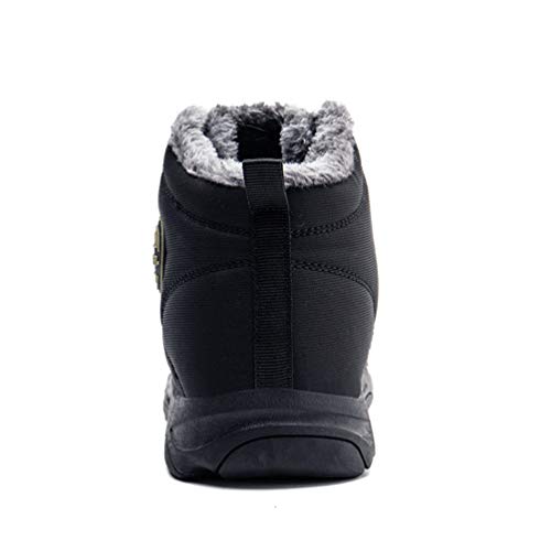 Axcone Hombre Mujer Botas de Nieve Invierno Aire Libre Trekking Zapatos Impermeable Antideslizante Calientes Botines Planas Negro 43EU