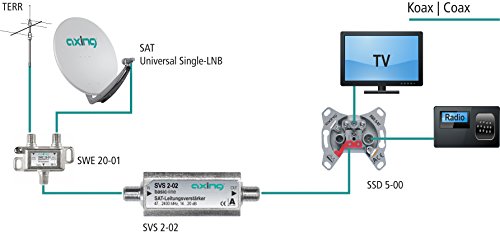 Axing SVS 2-02 - Amplificador de señal para equipos por satélite (20 dB, 47-2400 MHz), plateado