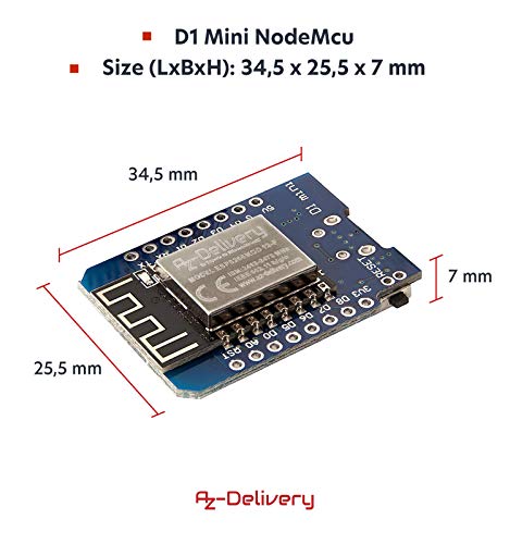 AZDelivery 3 pcs D1 Mini NodeMcu WiFi con ESP8266-12F CH340G Modulo WLAN Lua Compatible con Arduino con E-Book Incluido!