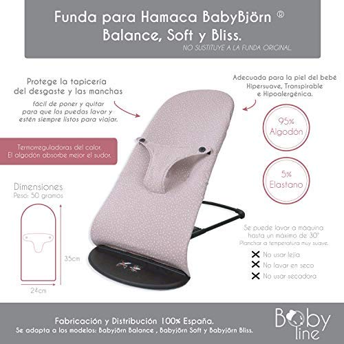 Babyline Bocobla - Funda Algodón Hipoalergénica, Hipersuave y Transpirable para Hamaca Babybjörn Balance, Soft y Bliss (Confeti Blanco), unisex