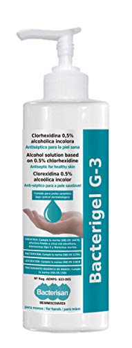 BACTERIGEL G-3 500ml, Gel de manos desinfectante autosecante, Antiséptico para la piel sana, Testado bajo control dermatológico y pediátrico