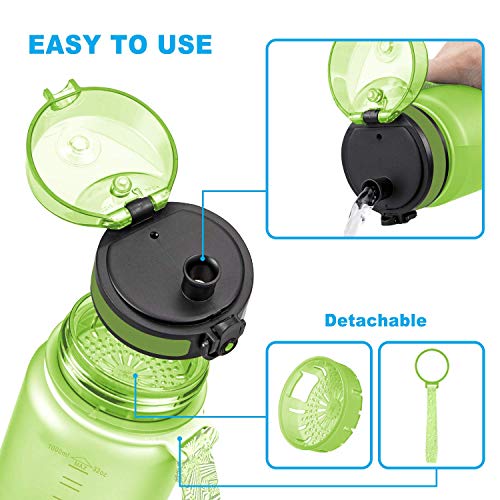Baomay Botella de Agua Deportiva 750ml, Adultos/Niños Bottle con Filtro, Bidon de Bebidas Plástico Tritan, para Gimnasio, Ciclismo, Trekking | Sin-BPA & Impermeable & Reutilizable (Lima)
