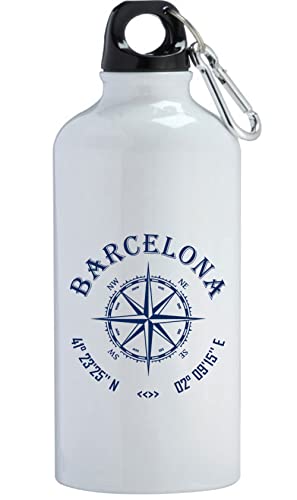 Barcelona España coordina viaje recuerdo botella de agua acero inoxidable entrenamiento al aire libre Ciclismo camping a prueba de fugas gran capacidad blanco 600ml