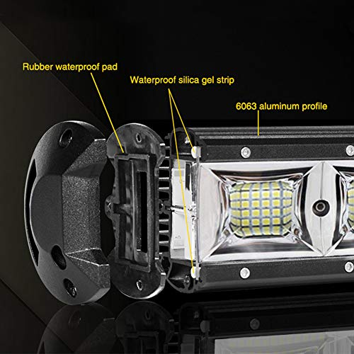 Barra de luz de Trabajo LED de 13 Pulgadas 288W con Cuádruple Fila luz de Trabajo 10D, Luces de Carretera para vehículos todoterreno 4 x4 SUV ATV UTV camión Coche Pickup Barco antiniebla lámpara 14''