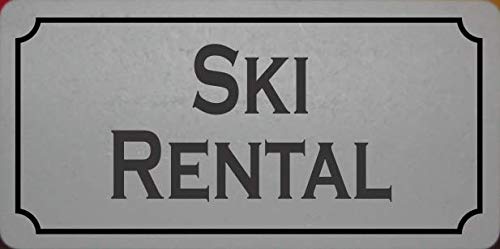 BCTS Ski Rental - Placa de metal para alquiler de esquís (8 x 30 cm)