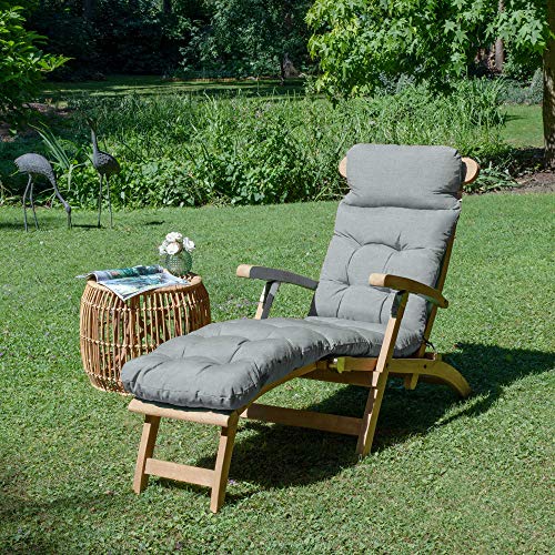 Beautissu cojín colchón para Tumbona Flair DC - 200x50x8 cm con Relleno de gomaespuma - Apto para amacas y sillas de jardín o terraza - Gris Claro