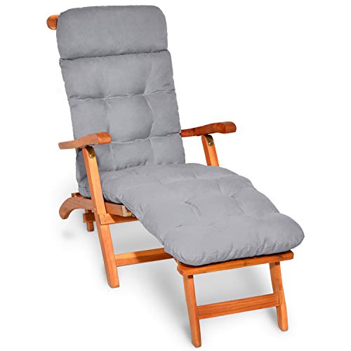 Beautissu cojín colchón para Tumbona Flair DC - 200x50x8 cm con Relleno de gomaespuma - Apto para amacas y sillas de jardín o terraza - Gris Claro