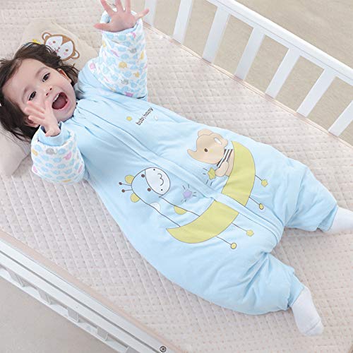 Bebé Saco de Dormir Invierno para Niños Niñas Manga larga Algodón Pijama Mamelucos Mono Traje de dormir 18-36 meses, azul