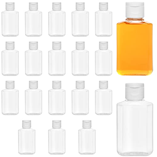 Belle Vous Botellas Plastico Transparente Tapa Abatible (Pack de 20) Botes Plastico 60 ml Reutilizables Vacíos para Apretar - Botes Viaje Rellenables, Cosméticos, Acondicionador, Loción, Champú y Mas