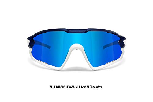 BERTONI Gafas Ciclismo Running MTB Esquí Tennis Padel Polaridas Fotocromaticas Mod. Quasar (Azul-Blanco/Espejo Azul)