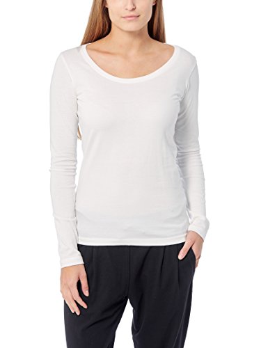 Berydale Camiseta de manga larga con cuello redondo de 100 % algodón, Mujeres, Negro / Blanco / Gris (paquete de 3), L