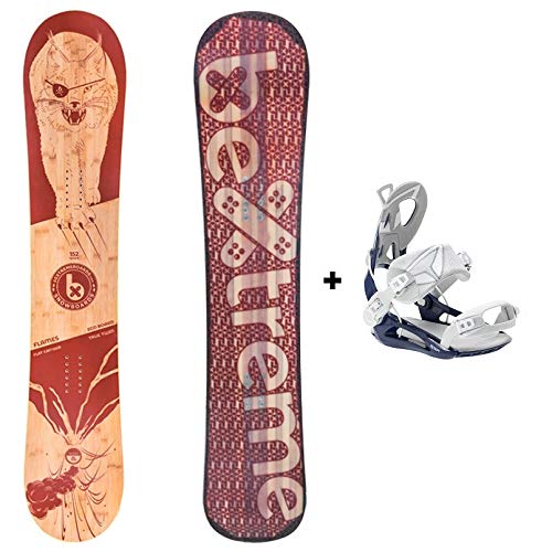 Bextreme Tabla Snowboard Flames 2020 All Mountain con Fijaciones SP Private. Freestyle y Freeride polivalente. Snow Wide de Bambu, Arce y Haya para Hombre y Mujer. (Fijaciones SP 42,5-44,5 EU, 157cm)