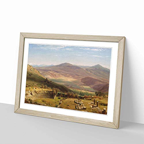 Big Box Art T.W. Whittredge-Cuadro Enmarcado, diseño de montañas de Tosculum y Albano, Color Roble, marrón, A2 (62 x 45 cm)