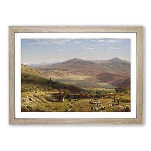 Big Box Art T.W. Whittredge-Cuadro Enmarcado, diseño de montañas de Tosculum y Albano, Color Roble, marrón, A2 (62 x 45 cm)