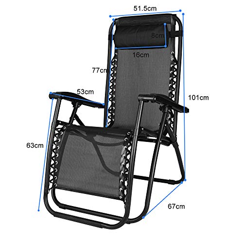 Bigzzia - 2 sillas reclinables plegables con reposacabezas, para exteriores, jardín, playa, camping al aire libre