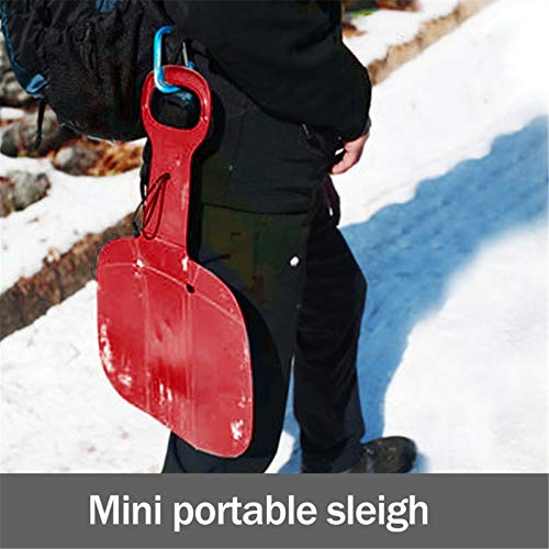 Binggong Trineo plegable de esquí para niños, pala de nieve para deportes de invierno al aire libre, trineo, trineo de plástico con mango