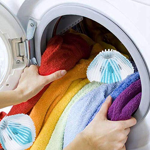 Bola de lavandería, 6 piezas Lavadora Eliminación de pelusas de cabello Bola de lavandería Ropa de limpieza Herramienta de bola Azul + Blanco