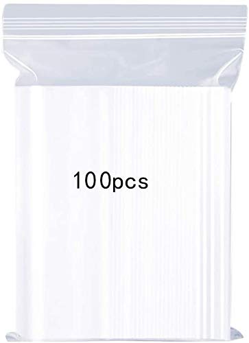 Bolsas de plástico transparentes que se pueden volver a sellar, bolsa de cierre de cremallera reutilizable fuerte, engrosamiento y duradero, prensa para cerrar, 12x17cm Bolsa compras 100 pcs