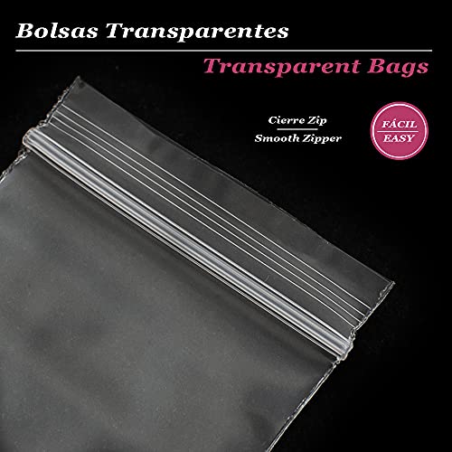 Bolsas Plastico Transparente Zip Pequeñas Reutilizable Cierre Bag Caramelos de Alimentos la Joyería Almacenamiento Cocina Engrosamiento y Duradero 10x15cm 100pcs