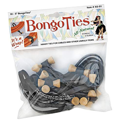 Bongo Cable Ties (Black Band with Brown Bongo) Pack 10 [H112488]