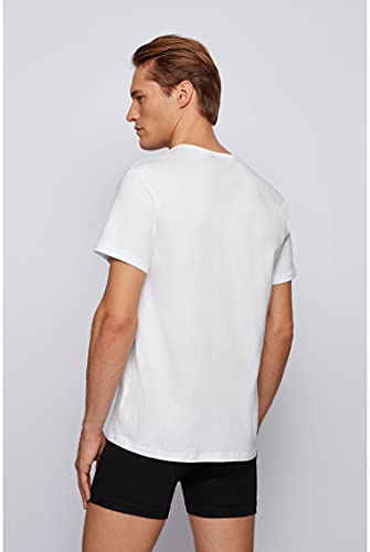 BOSS 2Pack V-Neck Underwear T-Shirts Camiseta, Blanco (White 100), S (Pack de 2) para Hombre