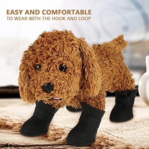 Botas impermeables para mascotas, protección para patas de perro, zapatos para lluvia y nieve para perros, botas de silicona antideslizantes para perros pequeños, medianos, gatos, cachorros(Black-M)