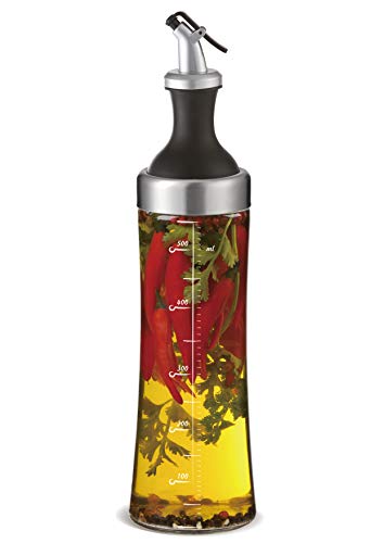 Botella de aceite Provenza de vidrio con tamiz de hierbas - 570 ml dispensador de aceite para la producción de aceite aromático | a prueba de fugas y apto para el lavavajillas