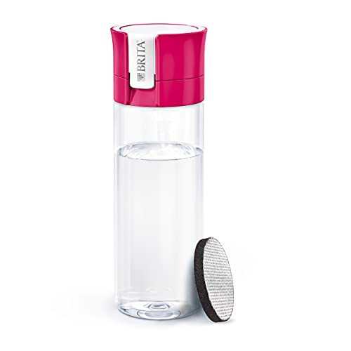 Botella filtrante BRITA Rosa- Filtro Tecnología MicroDisc, Óptimo sabor para disfrutar en cualquier lugar, Botella de Agua sin BPA, 0.6 litros