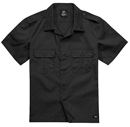 Brandit Us-Camiseta de Manga Corta para Hombre Camisa, Negro, L