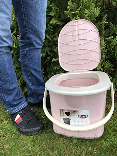 BranQ - Home essential Mobile Toilette Inodoro portátil para Camping, Unisex Adulto, Rosa, 15,5l