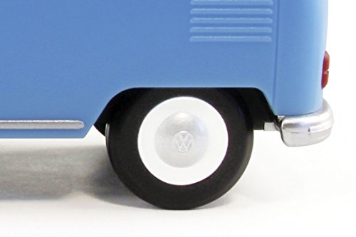 BRISA VW Collection - Volkswagen Furgoneta Hippie Bus T1 Van Altavoz Bluetooth portátil inalámbrico Sonido y diseño Vintage para Camping/Picnic/Regalo (Escala 1:20/Blanco&Azul)