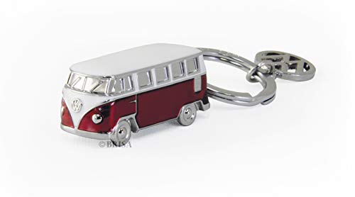 Brisa VW Collection - Volkswagen Furgoneta Hippie Bus T1 Van Llavero 3D Vintage Mini Modelo, Anillo de Llavero Retro, Accesorios del Coche como Idea de Regalo/Souvenir (Rojo/Blanco)