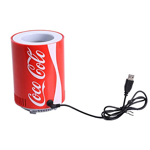 Brownrolly Nevera portátil para coche, Coca-Cola Mini Nevera Nevera USB Enfriador para Bebidas Depósito de refrigeración para la escuela de la oficina
