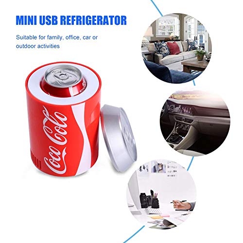 Brownrolly Nevera portátil para coche, Coca-Cola Mini Nevera Nevera USB Enfriador para Bebidas Depósito de refrigeración para la escuela de la oficina