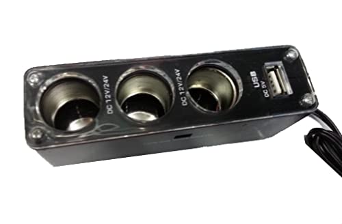BSL Cargador de Coche SPLT-3 | USB Adaptador y 3 Tomas de mechero | 12/24V | para Carga de Smartphone, GPS, Dash CAM.