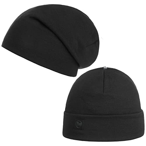 Buff Mütze Merino Thermal Hat, Gorro Unisex Adulto, Negro (Solid Black), Talla única