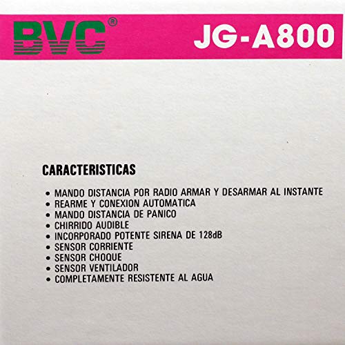 BVC JG-800 - Alarma para Coche y Moto - Alarma Universal Antirrobo Sirena con Mando a Distancia