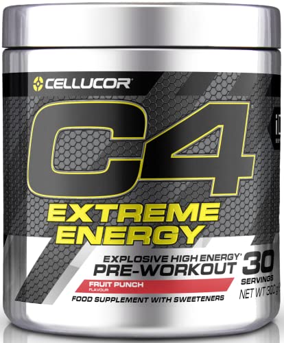 C4 Extreme Energy - Suplemento en polvo para preentrenamiento - Cóctel de frutas | Bebida energética para antes de entrenar | 300 mg de cafeína + beta alanina | 30 raciones