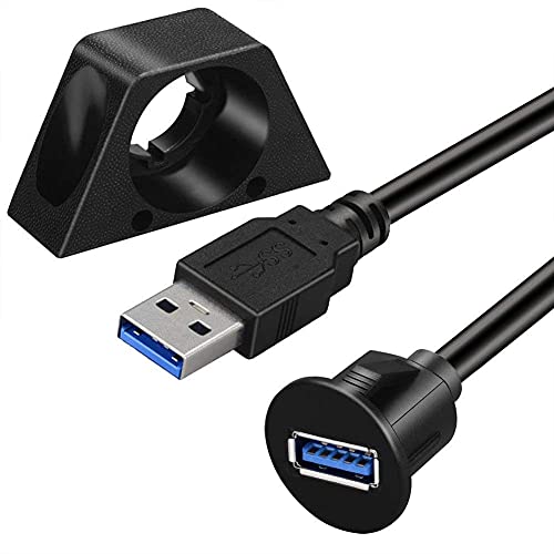 Cable de montaje empotrado en panel USB, 1 metro, cable de extensión USB 3.0 de 1 m, cable de montaje en panel, para coche, barco, motocicleta (puerto pequeño 1 m)