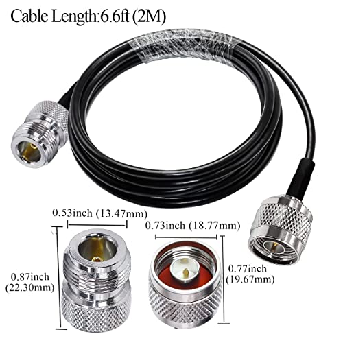 Cable tipo N RG58 6.6ft (2M) TUOLNK Conector N Macho a N Hembra Cable de extensión Cable N de baja pérdida Macho a hembra Cable de puente negro para enrutador Wifi Antena 3G 4G LTE
