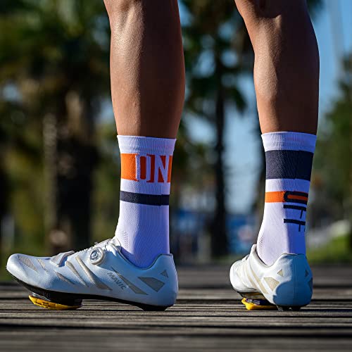 Calcetines Deportivos de Ciclismo y Running de Caña Alta para Hombre y Mujer – ONOFF (46-48, Orange)